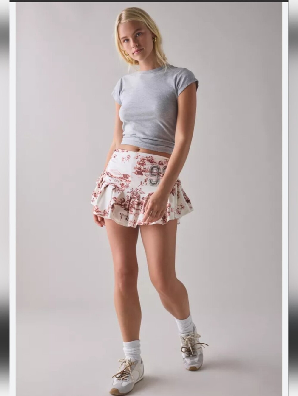 Urban Outfitters White Mini Skirt with Vintage Football Homage Print Medium